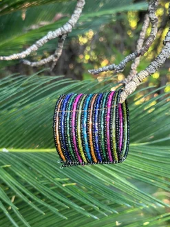 Brazalete cristales negros multicolor