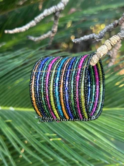 Brazalete cristales negros multicolor