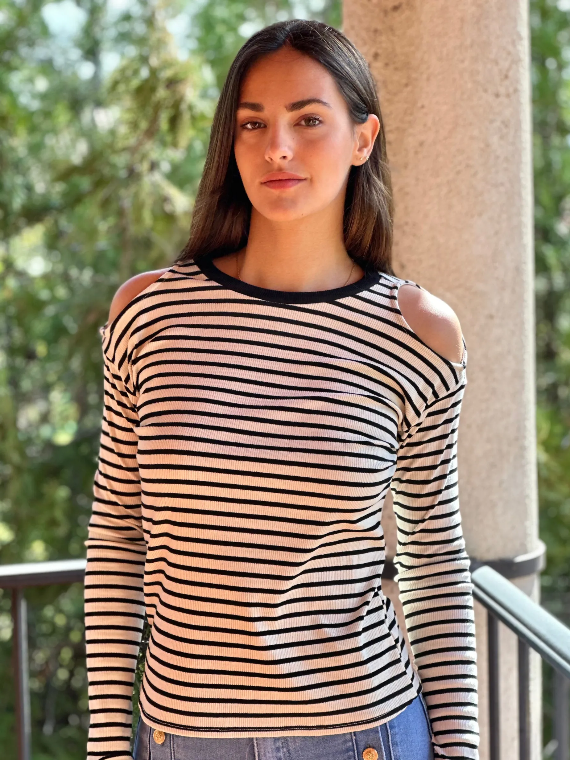 Camiseta Cut out Rayas