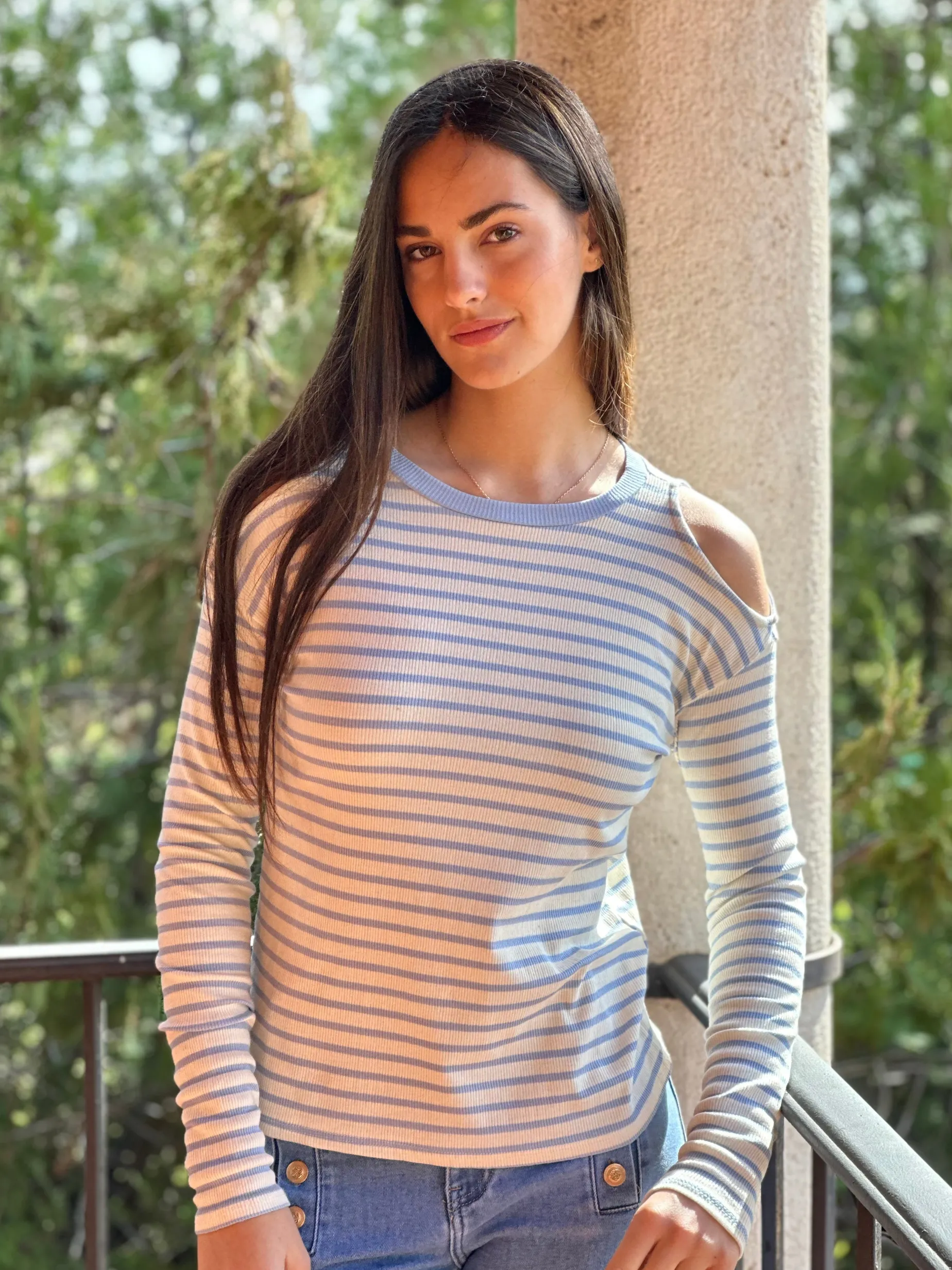 Camiseta Cut out Rayas