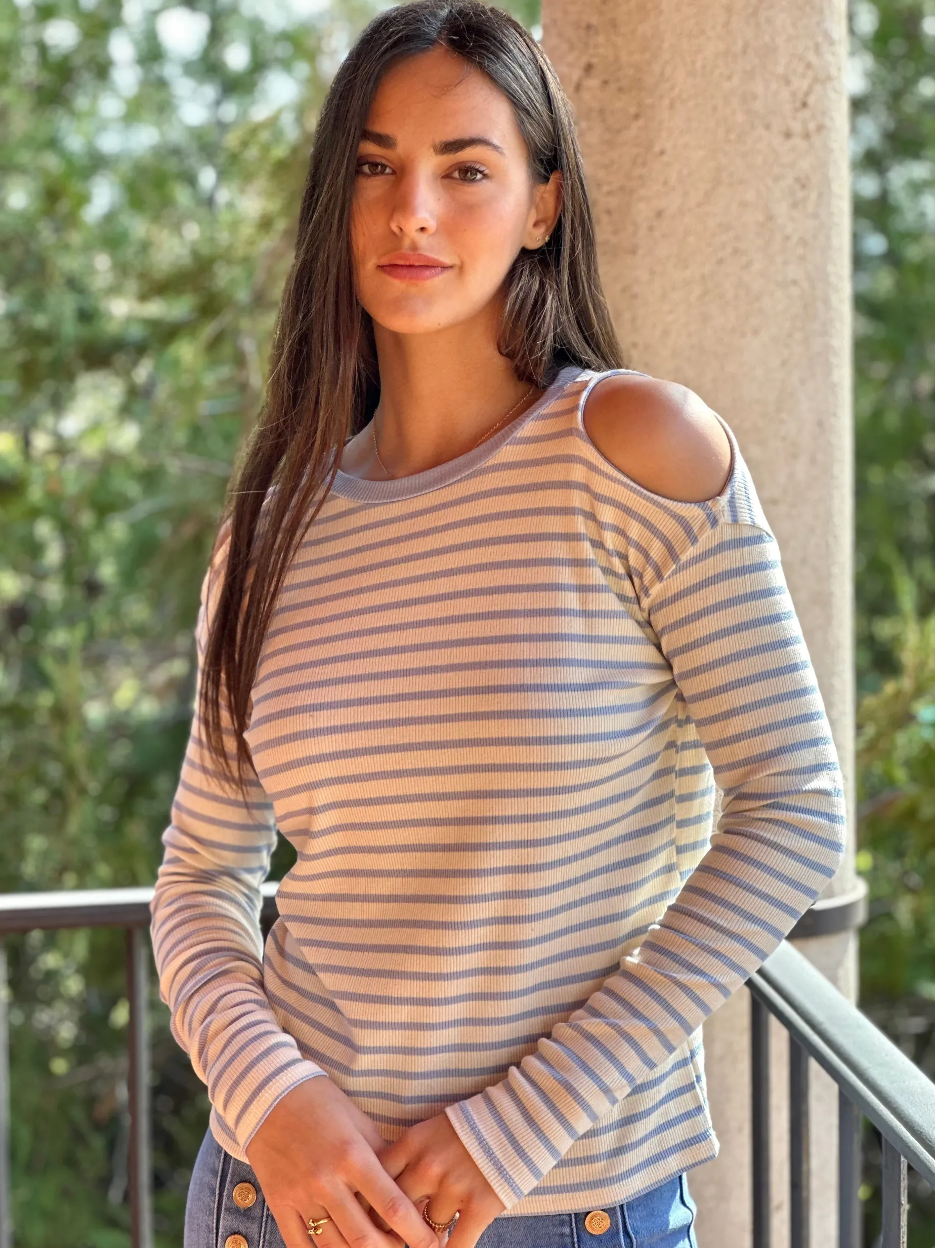 Camiseta Cut out Rayas