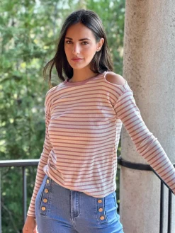 Camiseta Cut out Rayas