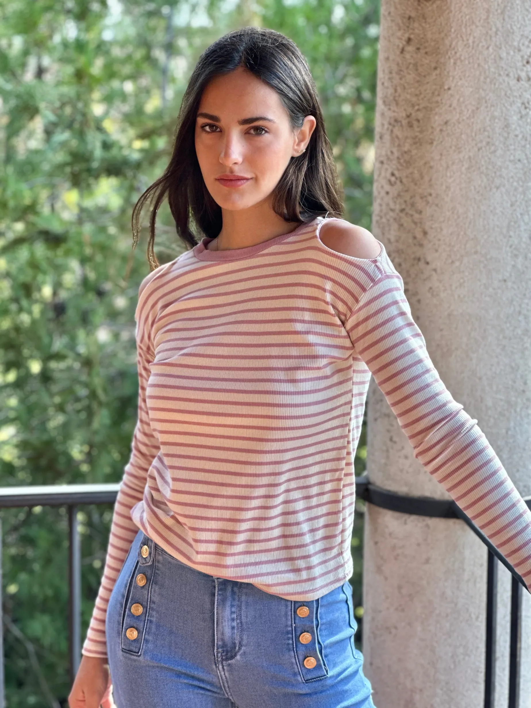 Camiseta Cut out Rayas
