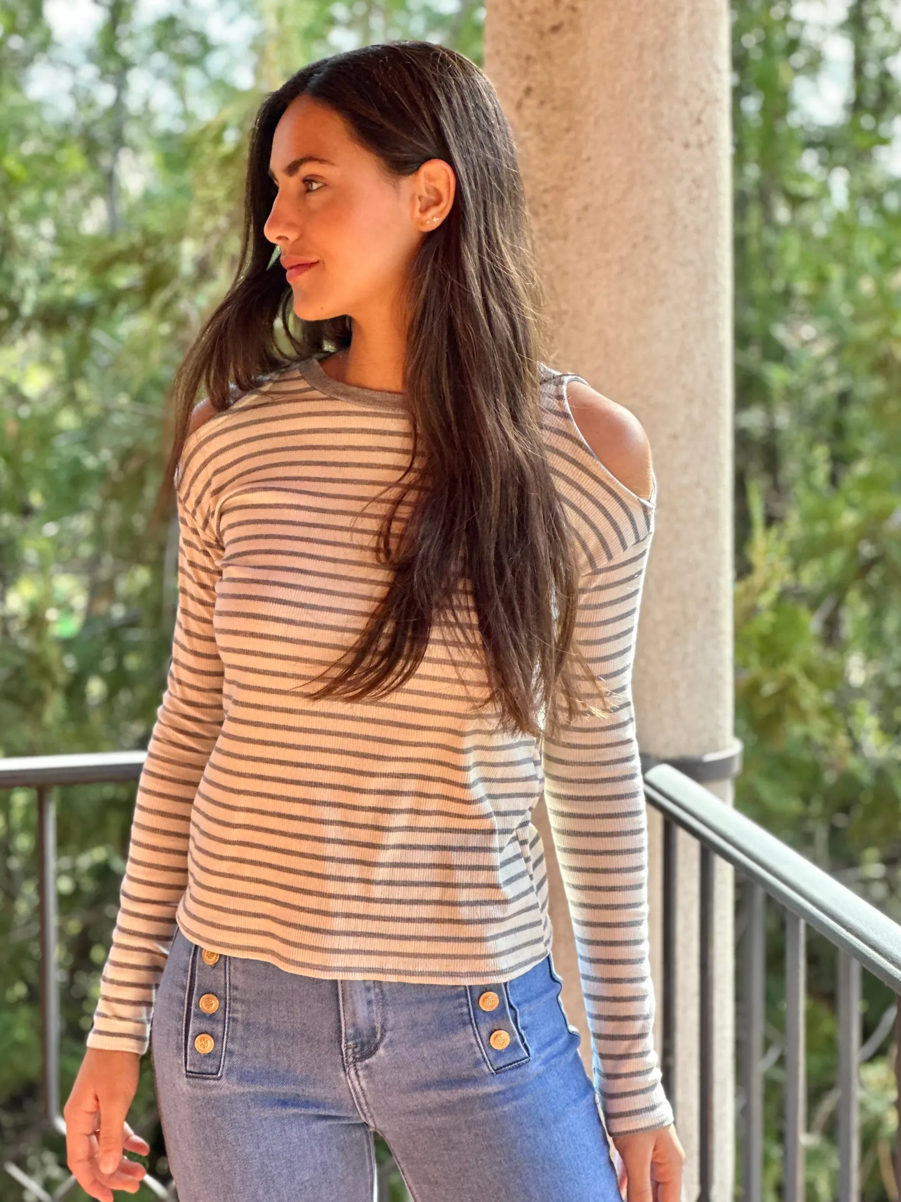 Camiseta Cut out Rayas