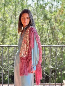 Chal de seda flecado