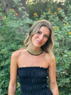 chocker dorado rígido bolitas negro