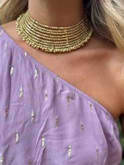 Chocker dorado rígido bolitas