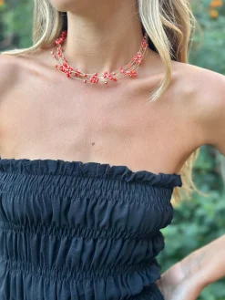 Chocker joya piedras coral