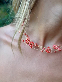 Chocker joya piedras coral