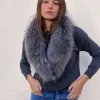 Cuello pelo natural gris