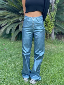 Jeans metalizados wideleg