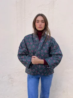 Kimono petróleo estampado