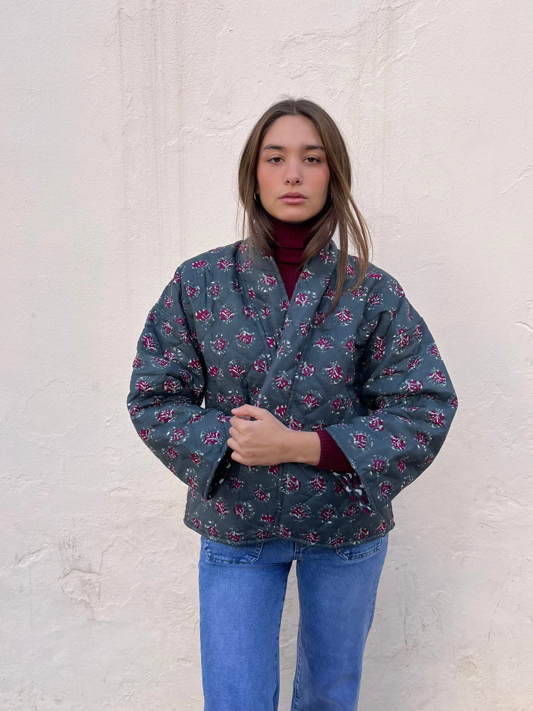 Kimono petróleo estampado