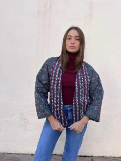 Kimono petróleo estampado