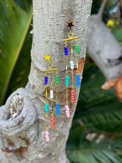 Pendientes estrella bolas colores