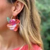 Pendientes hojas de tela multicolor