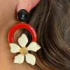 Pendientes rojos Flor