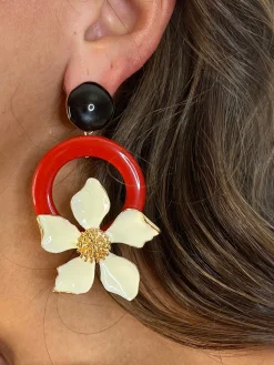 Pendientes rojos Flor