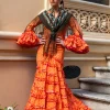 Traje Flamenca Lunar Naranja